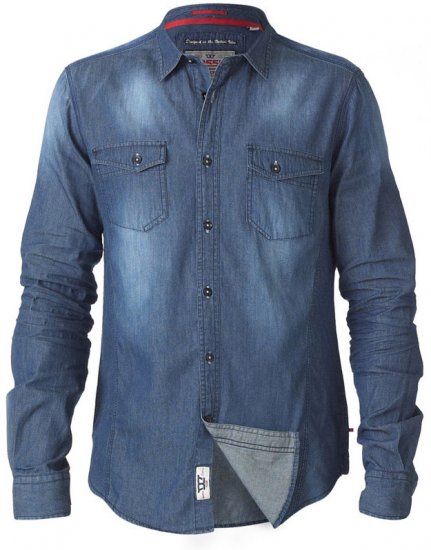 D555 Tobias LS Vintage Denim Shirt - Ризи - мъжки ризи големи размери