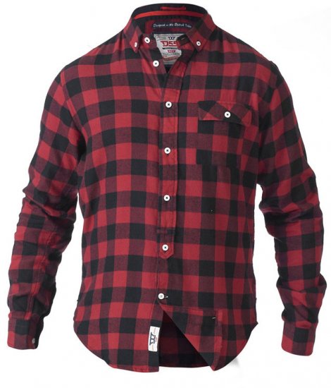 D555 Lawton LS Flannel Shirt Red - Ризи - мъжки ризи големи размери
