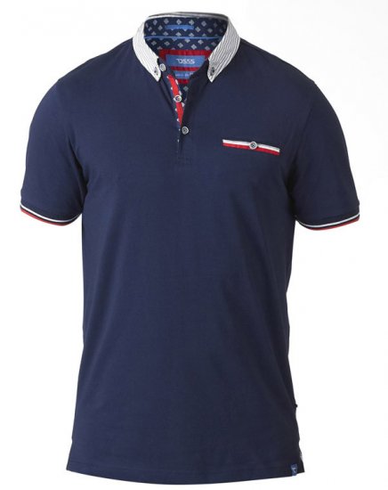 D555 GARFIELD Short Sleeve Stretch Polo Shirt Navy - Поло тениски - мъжки тениски с яка големи размери