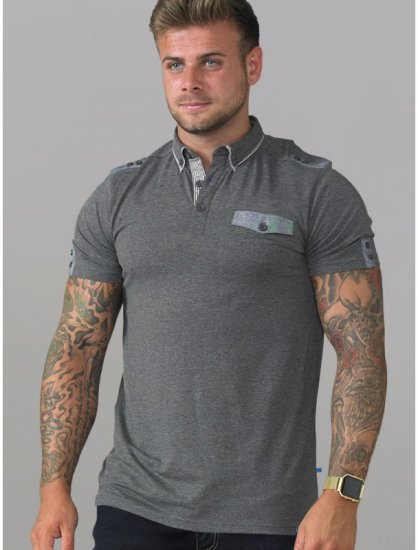 D555 Hogan Polo Charcoal - Поло тениски - мъжки тениски с яка големи размери