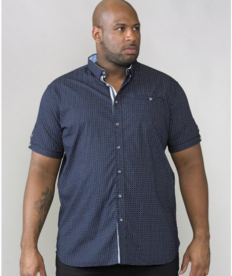 D555 Republic Short Sleeve Shirt Navy - Ризи - мъжки ризи големи размери