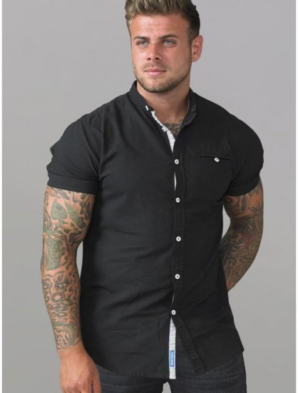 D555 Dwight Short Sleeve Shirt Black - Ризи - мъжки ризи големи размери