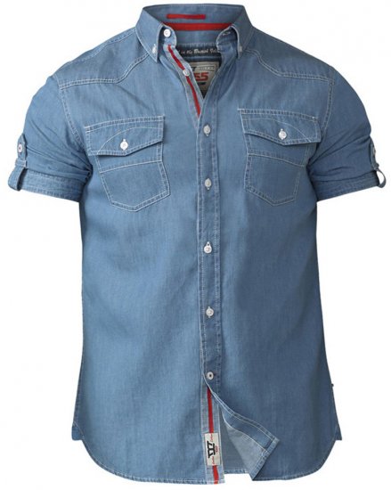 D555 Nathan Short Sleeve Shirt Blue - Ризи - мъжки ризи големи размери