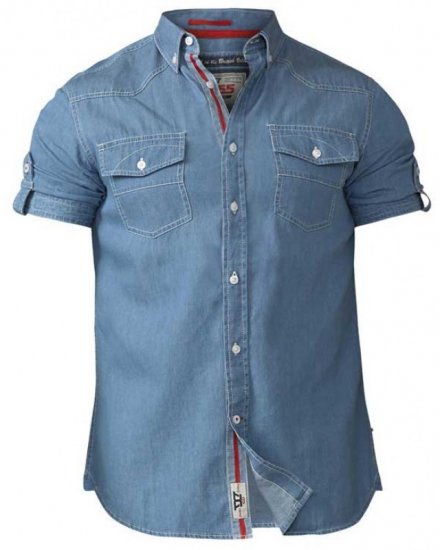 D555 Nathan Short Sleeve Shirt Blue - Ризи - мъжки ризи големи размери