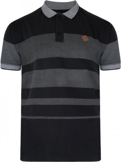 Kam Jeans 5222 Stripe and Dot Polo Black - Поло тениски - мъжки тениски с яка големи размери