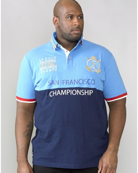 D555 Ernest Polo Blue & Navy - Поло тениски - мъжки тениски с яка големи размери