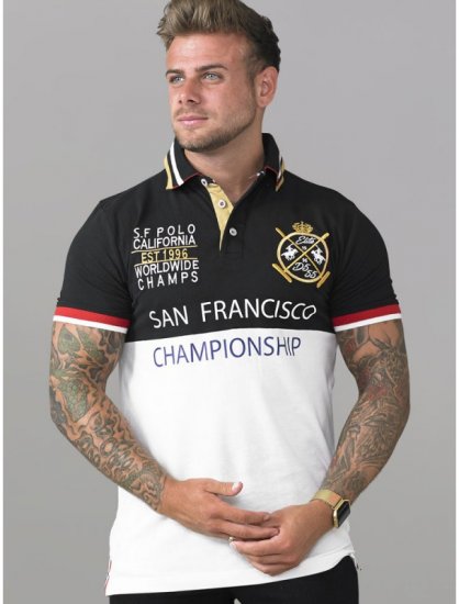 D555 Ernest Polo Black & White - Поло тениски - мъжки тениски с яка големи размери