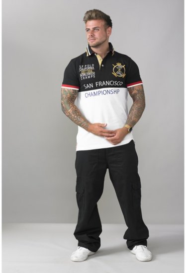 D555 Ernest Polo Black & White - Поло тениски - мъжки тениски с яка големи размери
