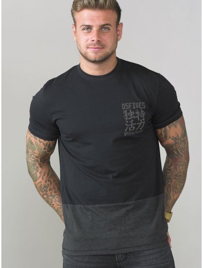 D555 Emerson T-shirt Black & Charcoal - Тениски - мъжки тениски големи размери