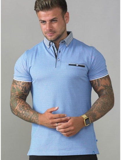 D555 Journey Fine Melange Polo Blue - Поло тениски - мъжки тениски с яка големи размери