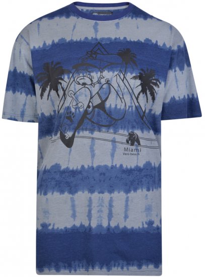 Kam Jeans 5206 Venice Beach T-shirt Blue - Тениски - мъжки тениски големи размери
