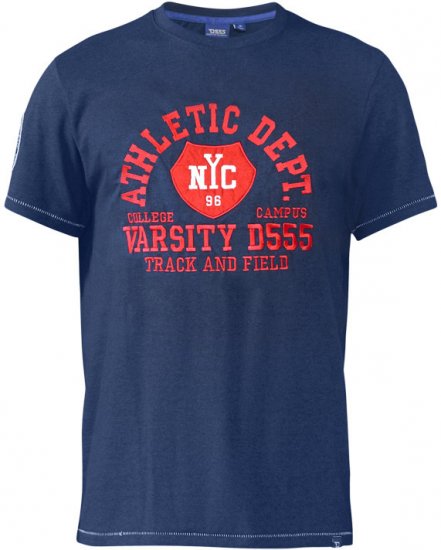 D555 Cyril T-shirt Navy - Тениски - мъжки тениски големи размери