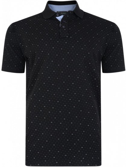 Kam Jeans 5223 Printed Dobby Polo Black - Поло тениски - мъжки тениски с яка големи размери