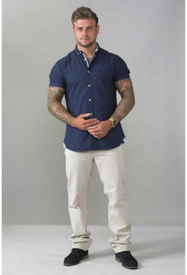 D555 Norman Short Sleeve Oxford Shirt Navy - Ризи - мъжки ризи големи размери