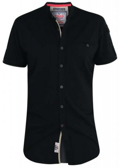 D555 Archer Collarless Shirt Black - Ризи - мъжки ризи големи размери