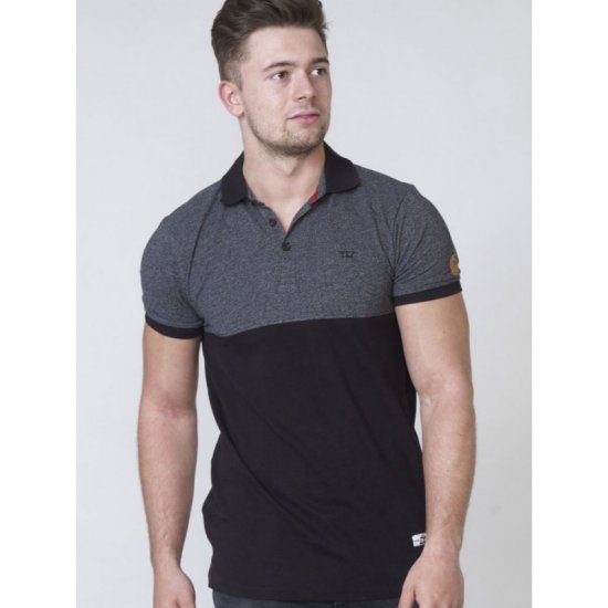 D555 Stefhen Polo Black - Поло тениски - мъжки тениски с яка големи размери