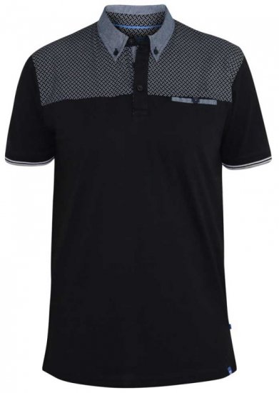 D555 Brent Polo Black - Поло тениски - мъжки тениски с яка големи размери