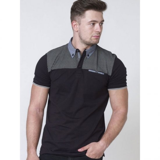 D555 Brent Polo Black - Поло тениски - мъжки тениски с яка големи размери