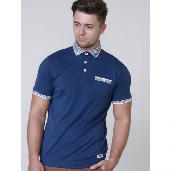D555 George Polo Navy - Поло тениски - мъжки тениски с яка големи размери