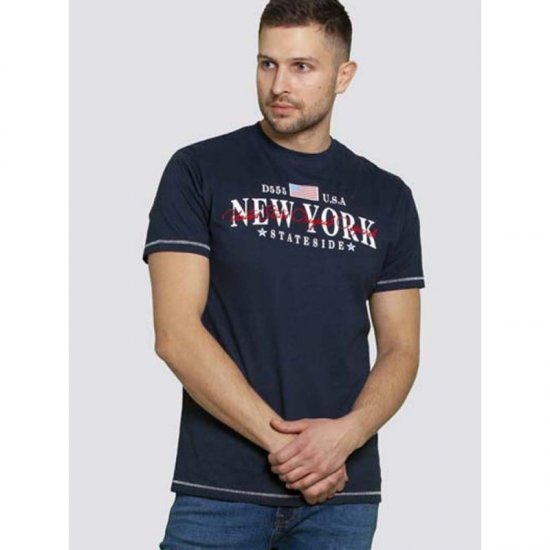 D555 Thornton Embroidery T-shirt Navy - Тениски - мъжки тениски големи размери