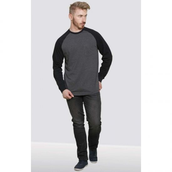 D555 Illinois Long Sleeve T-shirt Charcoal - Тениски - мъжки тениски големи размери
