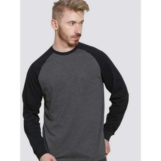 D555 Illinois Long Sleeve T-shirt Charcoal - Тениски - мъжки тениски големи размери