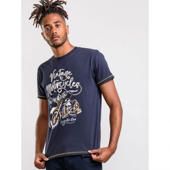 D555 Slater T-shirt Navy - Тениски - мъжки тениски големи размери