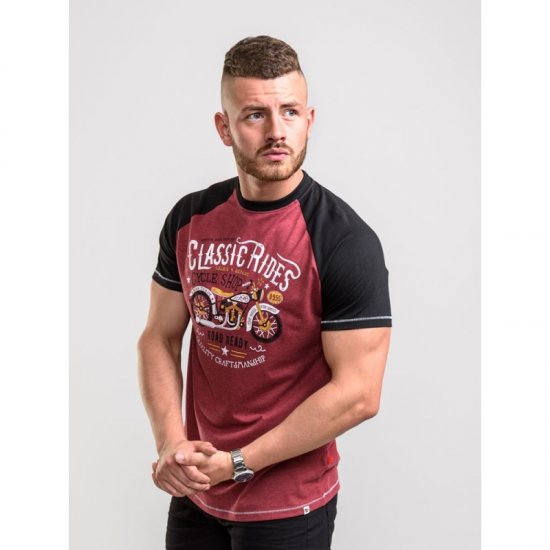D555 Evans T-shirt Burgundy - Тениски - мъжки тениски големи размери