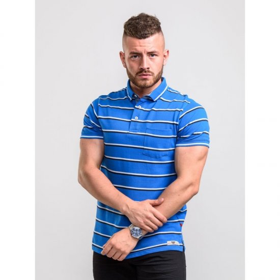 D555 Holmes Polo Blue - Поло тениски - мъжки тениски с яка големи размери
