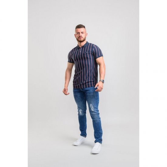 D555 Martel Polo Navy - Поло тениски - мъжки тениски с яка големи размери