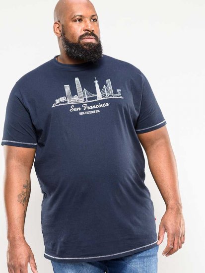 D555 Randwick San Francisco Printed T-Shirt Navy - Тениски - мъжки тениски големи размери