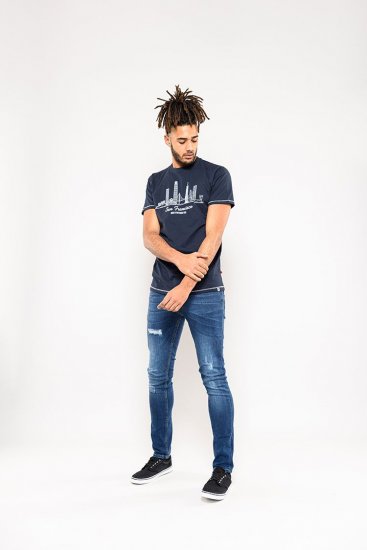 D555 Randwick San Francisco Printed T-Shirt Navy - Тениски - мъжки тениски големи размери