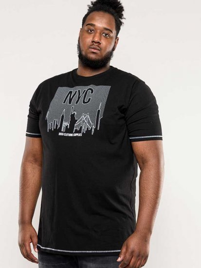 D555 Willoughby NYC Dot Printed T-Shirt Black - Тениски - мъжки тениски големи размери