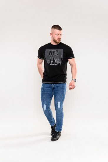 D555 Willoughby NYC Dot Printed T-Shirt Black - Тениски - мъжки тениски големи размери