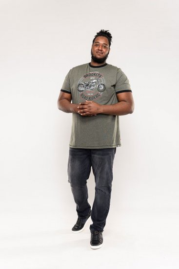 D555 Hereford Brooklyn Motorbike Printed Ringer T-Shirt Khaki - Тениски - мъжки тениски големи размери