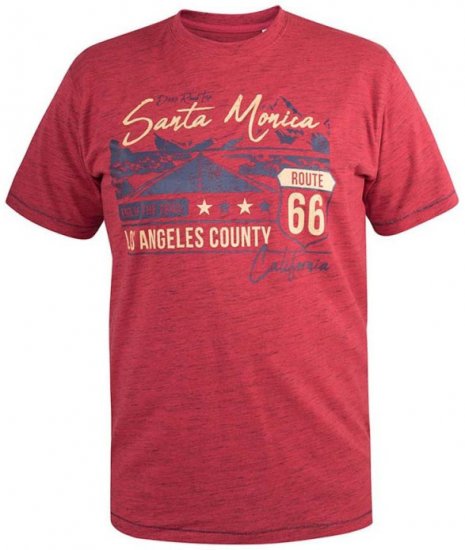 D555 Brisbane Santa Monica Route 66 Printed T-Shirt Red - Тениски - мъжки тениски големи размери