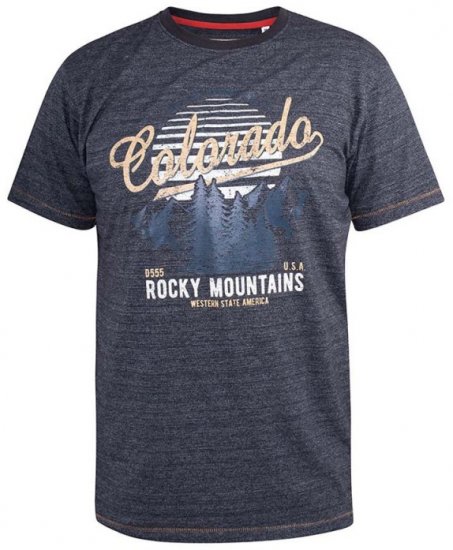 D555 Cairns Navy Fine Stripe Colorado Printed T-Shirt - Тениски - мъжки тениски големи размери