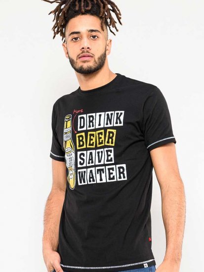 D555 Salford Save Water Drink Beer T-shirt Black - Тениски - мъжки тениски големи размери