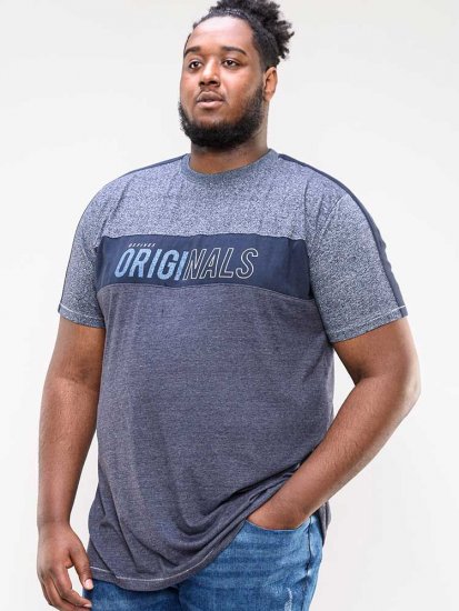D555 Anson Originals Printed T-shirt Denim Marl - Тениски - мъжки тениски големи размери
