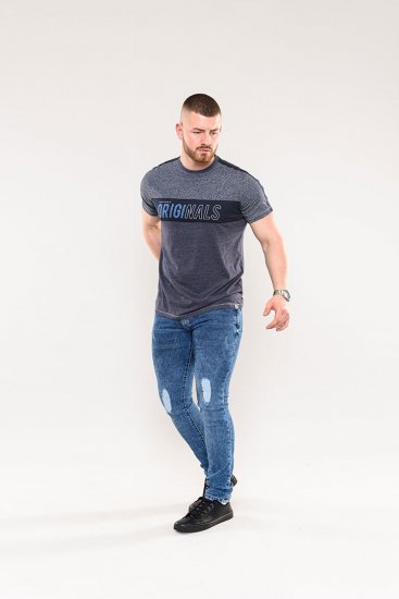 D555 Anson Originals Printed T-shirt Denim Marl - Тениски - мъжки тениски големи размери