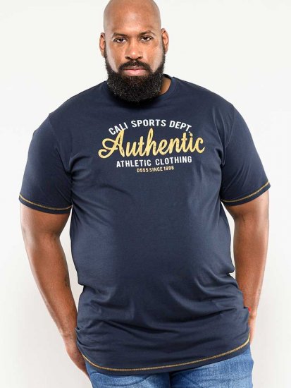 D555 Jasper Authentic Printed T-shirt Navy - Тениски - мъжки тениски големи размери