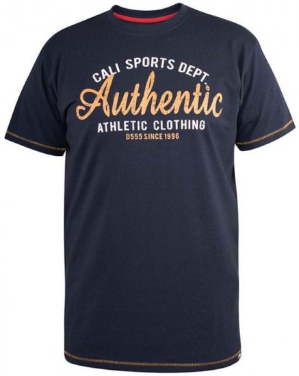 D555 Jasper Authentic Printed T-shirt Navy - Тениски - мъжки тениски големи размери