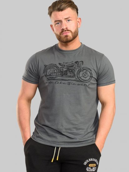 D555 Puxton Motorbike Printed T-Shirt - Тениски - мъжки тениски големи размери