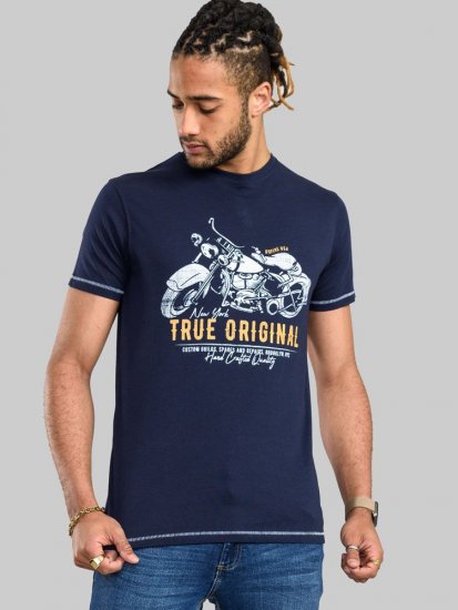 D555 Axbridge Motorbike Printed T-Shirt - Тениски - мъжки тениски големи размери