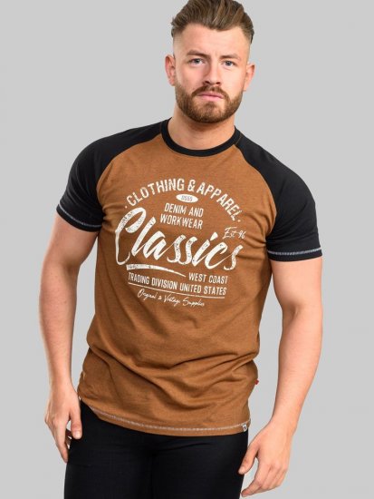 D555 Charmouth Raglan Sleeve Printed T-Shirt - Тениски - мъжки тениски големи размери