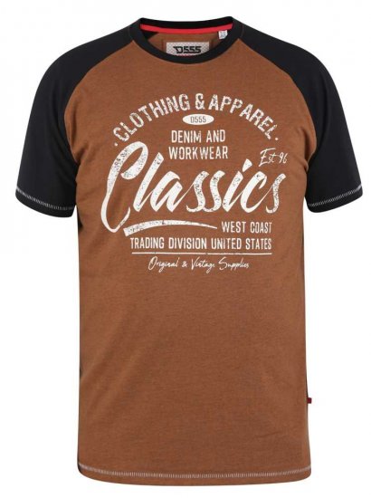 D555 Charmouth Raglan Sleeve Printed T-Shirt - Тениски - мъжки тениски големи размери