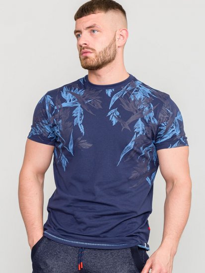 D555 BROMLEY Floral Panel Printed T-Shirt - Тениски - мъжки тениски големи размери