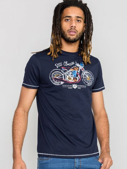 D555 DENTON Motorbike Printed T-Shirt - Тениски - мъжки тениски големи размери