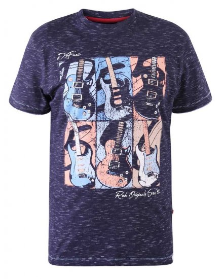 D555 Warner Guitar Printed T-Shirt Navy - Тениски - мъжки тениски големи размери