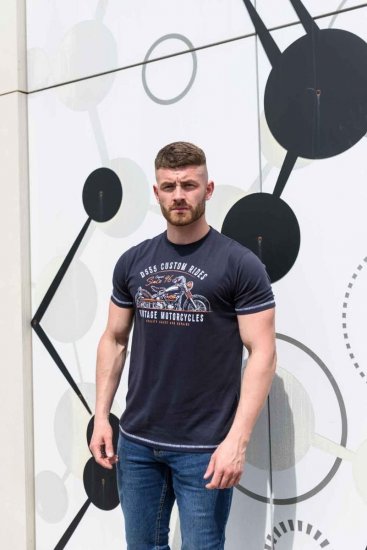 D555 CHESHUNT Vintage Motorcycle T-Shirt - Тениски - мъжки тениски големи размери
